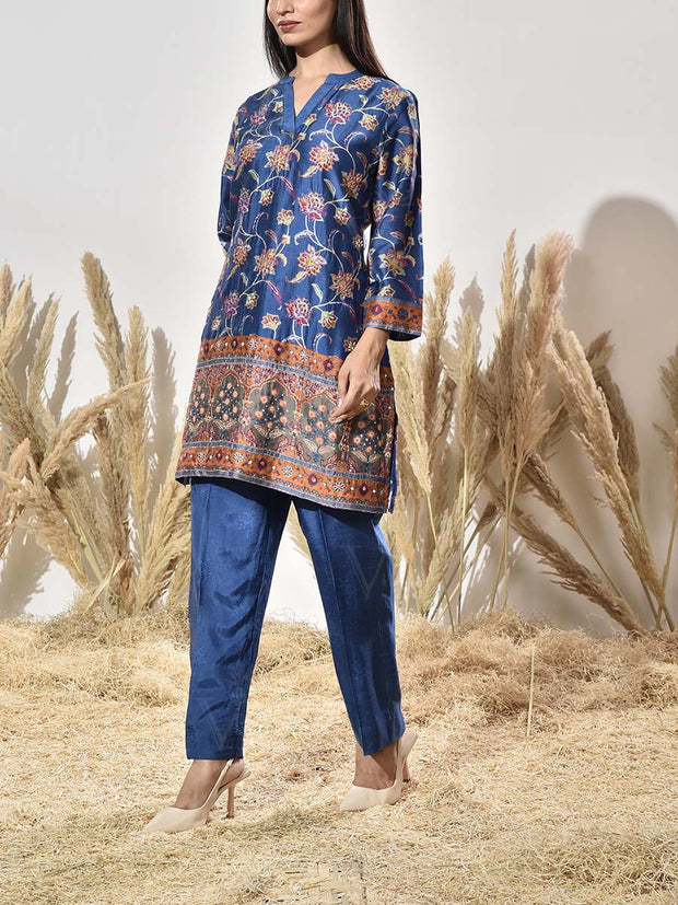 Blue Vasansi Silk Embroidered Co Ord Set