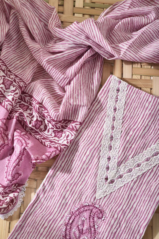 Pink Cotton Dress Material