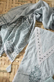 Green Cotton Dress Material