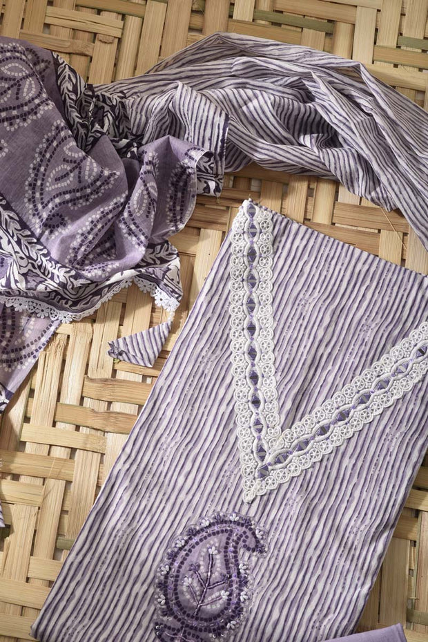 Purple Cotton Dress Material