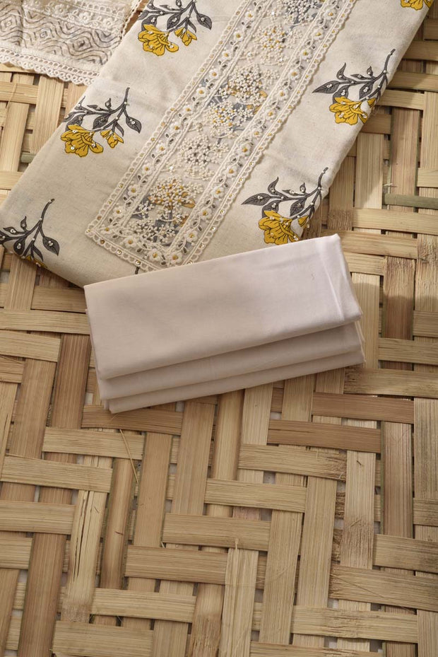 Cream Cotton Dress Material