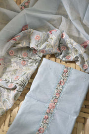 Ice Blue Kota Silk Dress Material