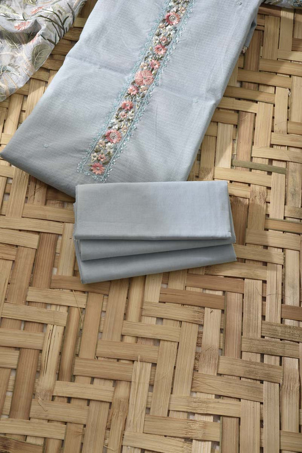 Ice Blue Kota Silk Dress Material