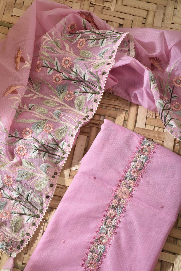 Pink Kota Silk Dress Material
