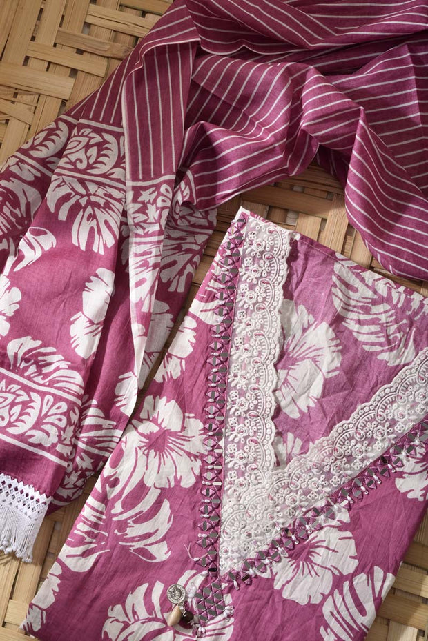 Pink Cotton Dress Material