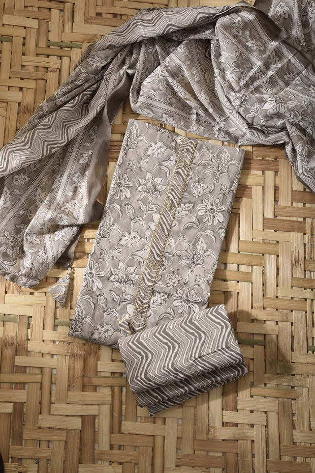 Grey Cotton Dress Material