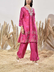 Pink Vasansi Silk Embroidered Kurta and Pant Set