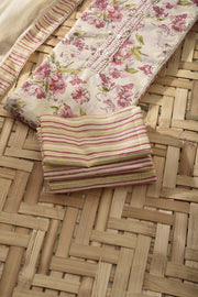 Cream & Peach Cotton Dress Material