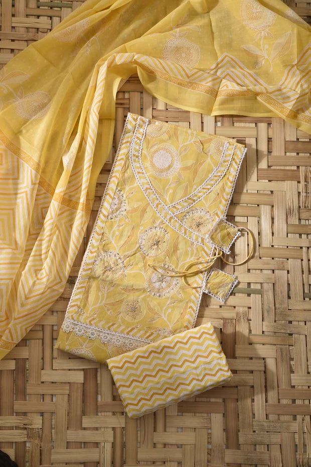Yellow Cotton Dress Material