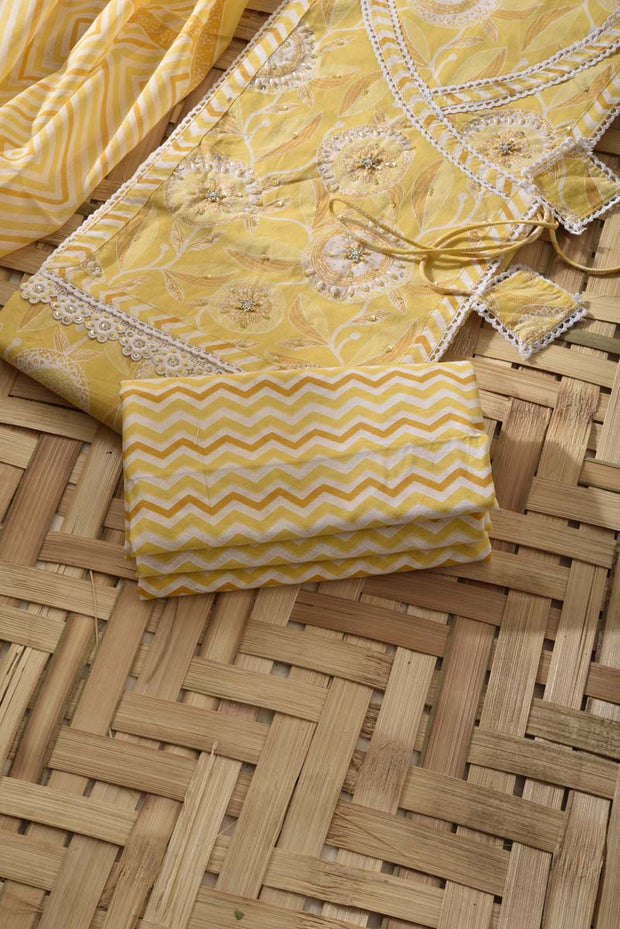 Yellow Cotton Dress Material