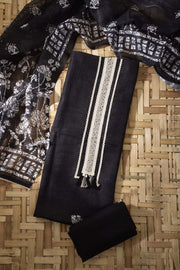 Black Linen Cotton Dress Material