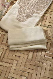 Cream Chanderi Silk Dress Material
