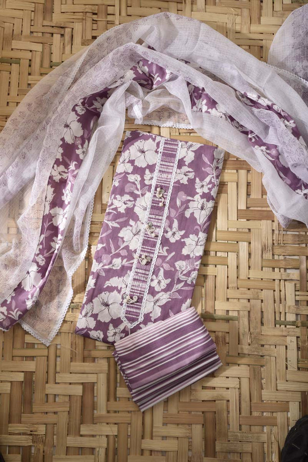 Lavander Cotton Dress Material
