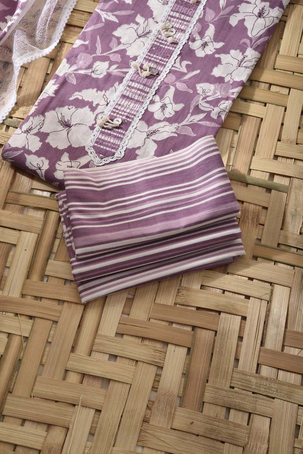 Lavander Cotton Dress Material