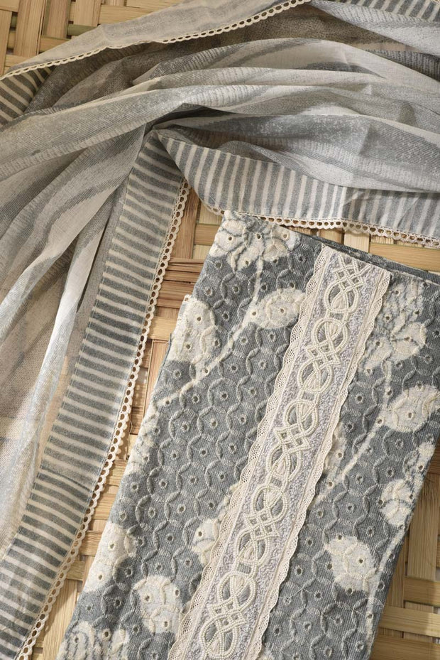 Grey Cotton Dress Material
