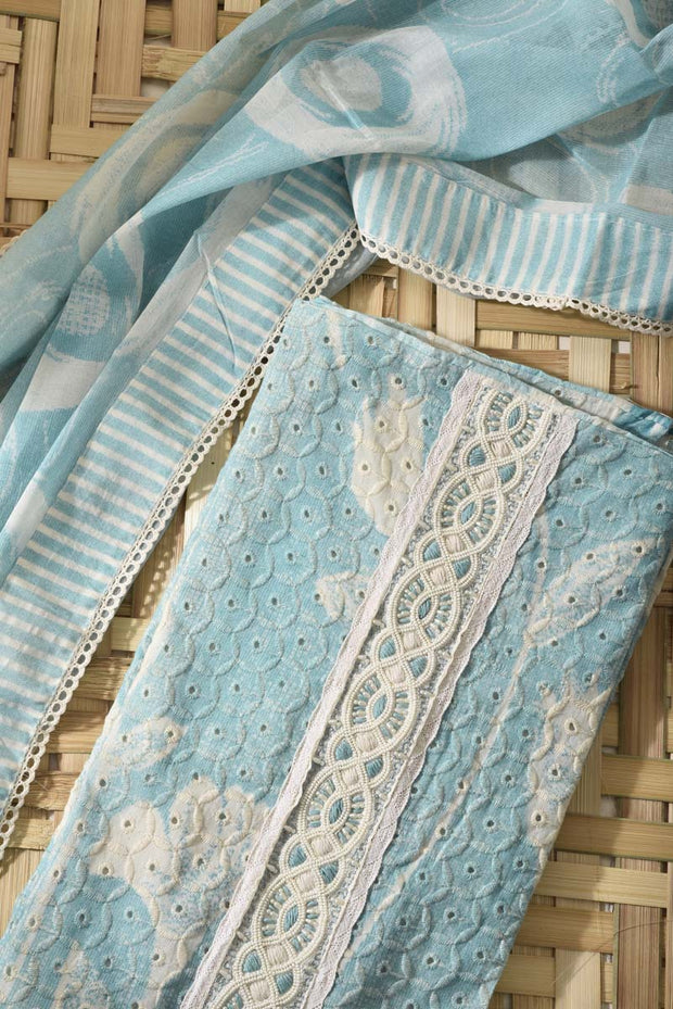 Sea Blue Cotton Dress Material