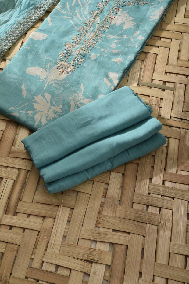 Sky Blue Silk Cotton Dress Material