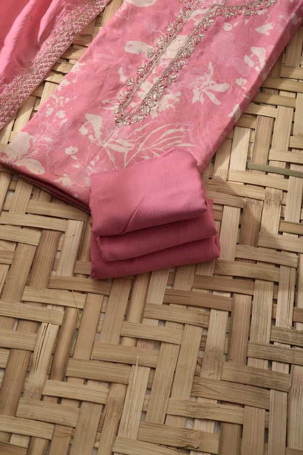 Pink Silk Cotton Dress Material