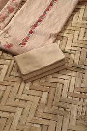 Beige Linen Cotton Dress Material