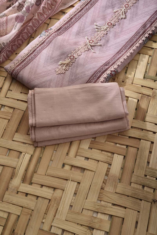 Light Peach Linen Cotton Dress Material