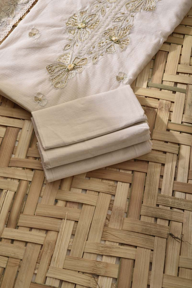 Cream Kota Silk Dress Material