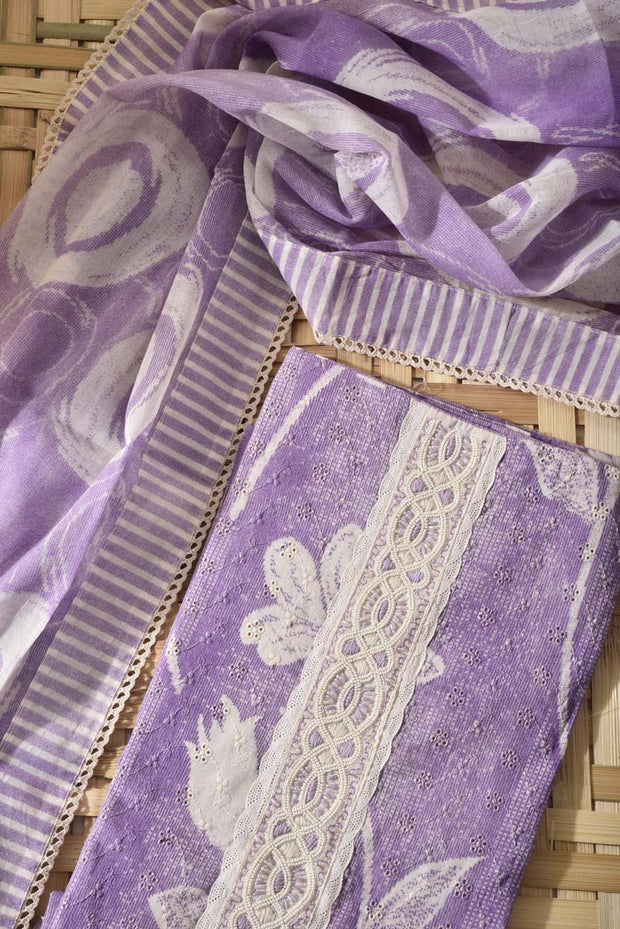 Purple Cotton Dress Material