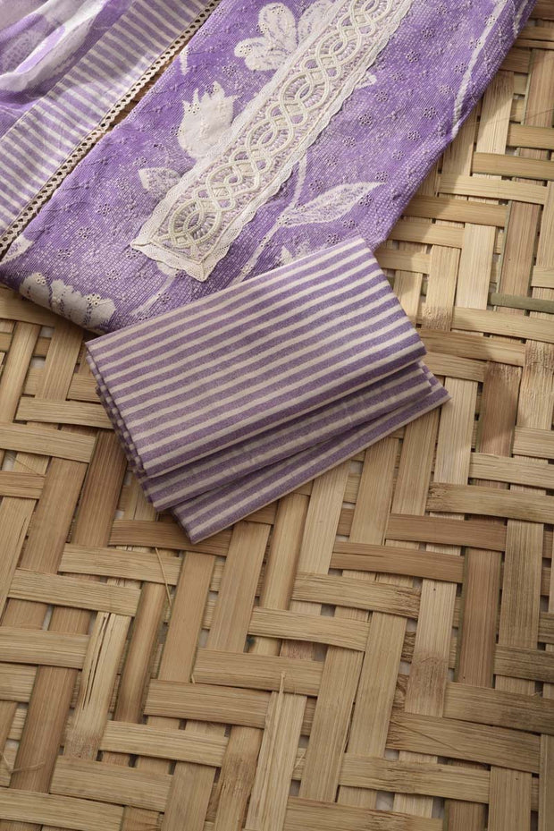 Purple Cotton Dress Material