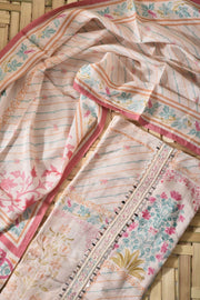 Beige Satin Cotton Dress Material