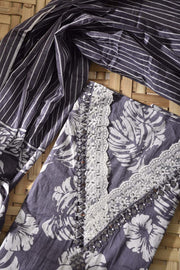 Grey Cotton Dress Material