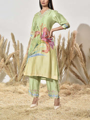 Green Vasansi Silk Embroidered Kurta and Pant Set