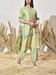 Green Vasansi Silk Embroidered Kurta and Pant Set
