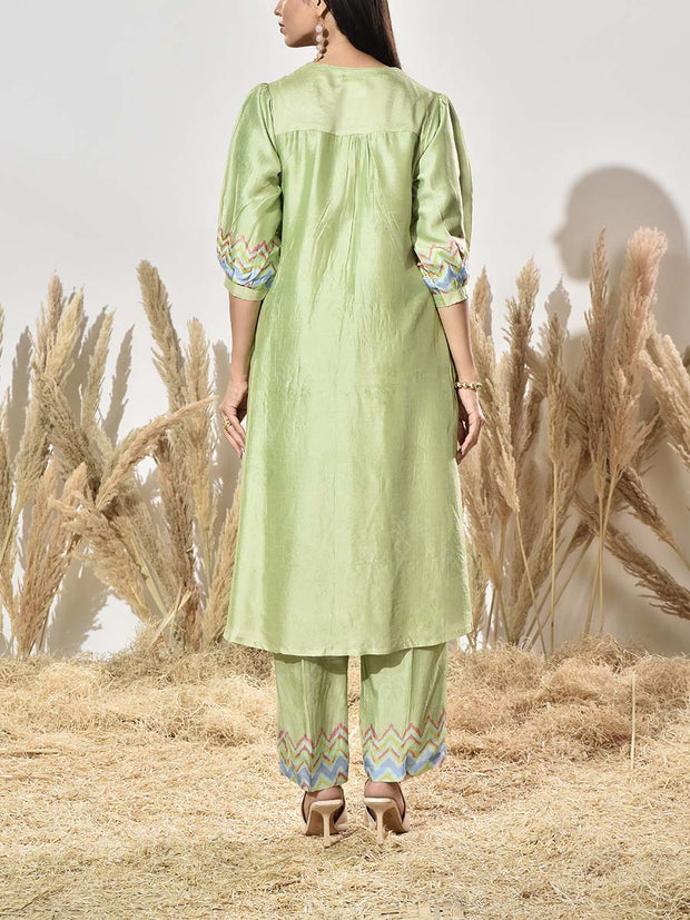Green Vasansi Silk Embroidered Kurta and Pant Set