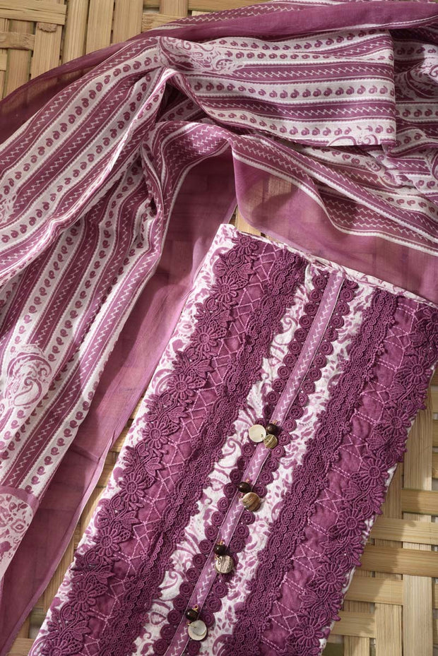 Lavander Pink Cotton Dress Material