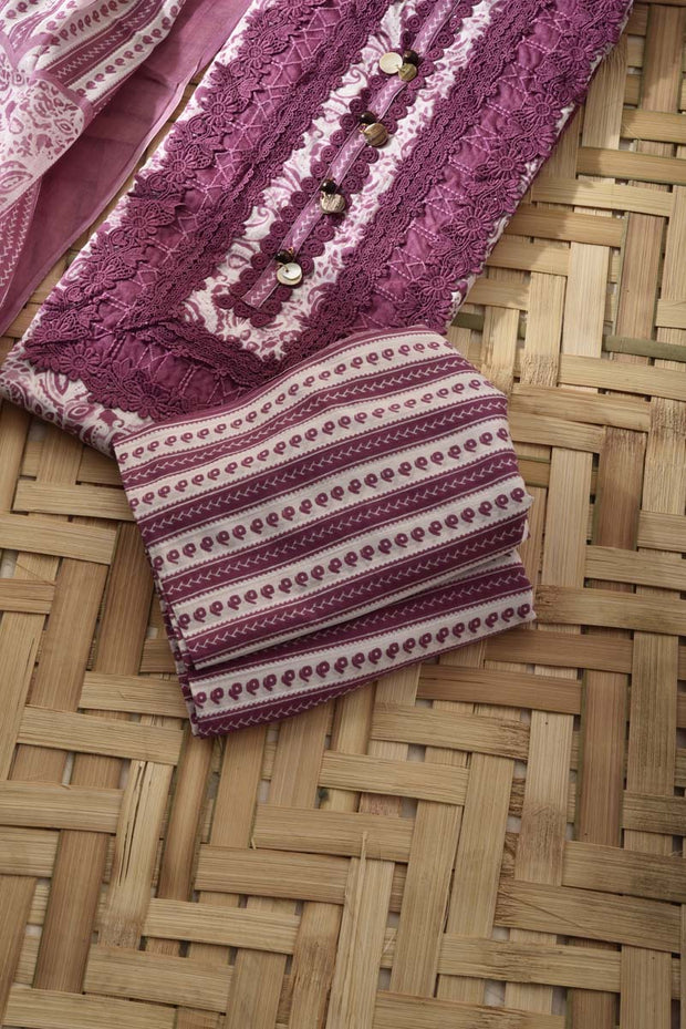 Lavander Pink Cotton Dress Material