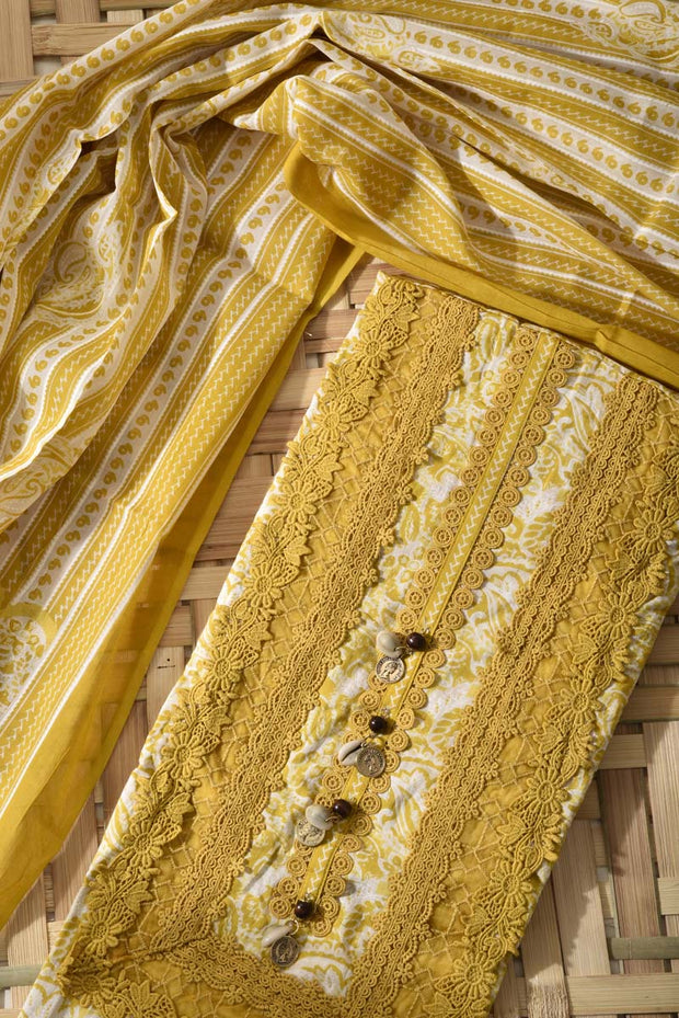Mustard Cotton Dress Material