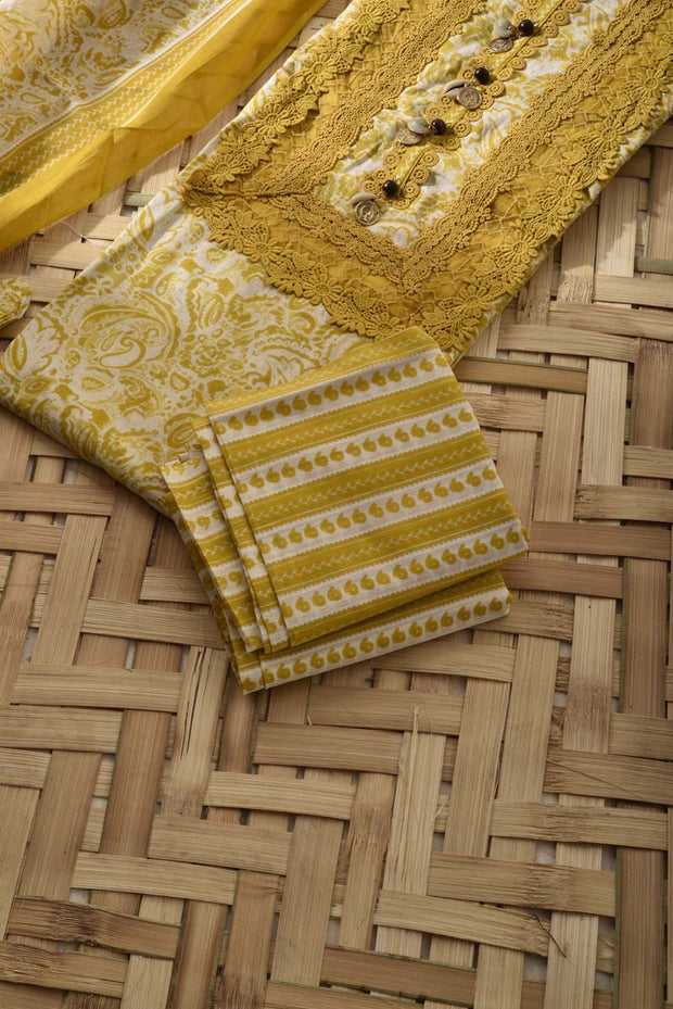 Mustard Cotton Dress Material