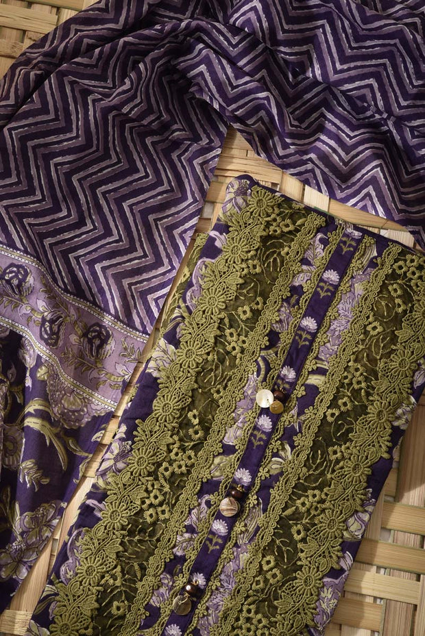 Purple Cotton Dress Material