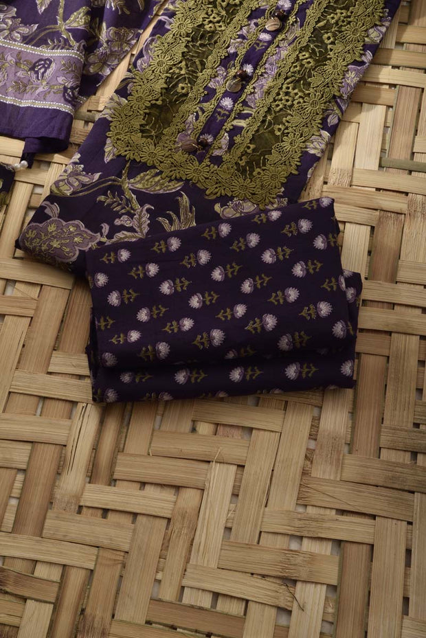 Purple Cotton Dress Material
