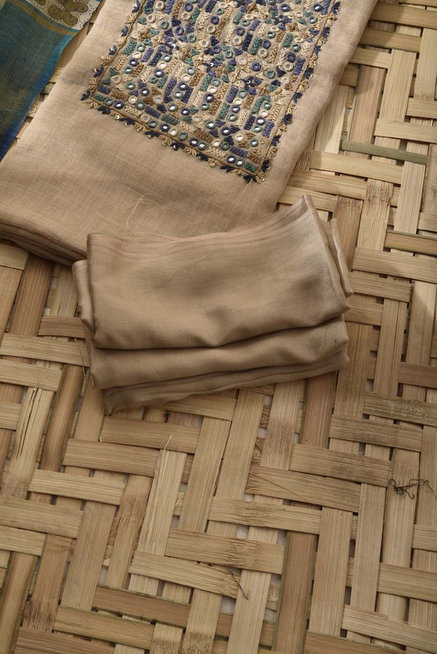 Beige Tissue Cotton Dress Material