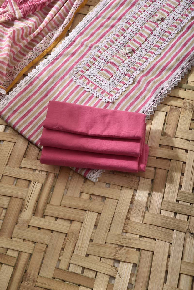 Pink Cotton Dress Material