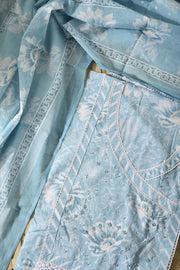 Ice Blue Cotton Dress Material