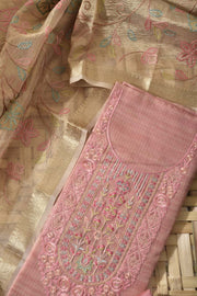 Peach Kota Silk Dress Material