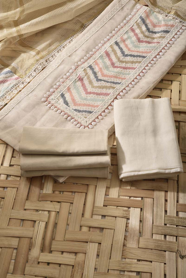 Cream Kota Cotton Dress Material