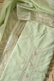 Pista Green Kota Silk Dress Material