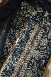 Blue Rayon Cotton Dress Material