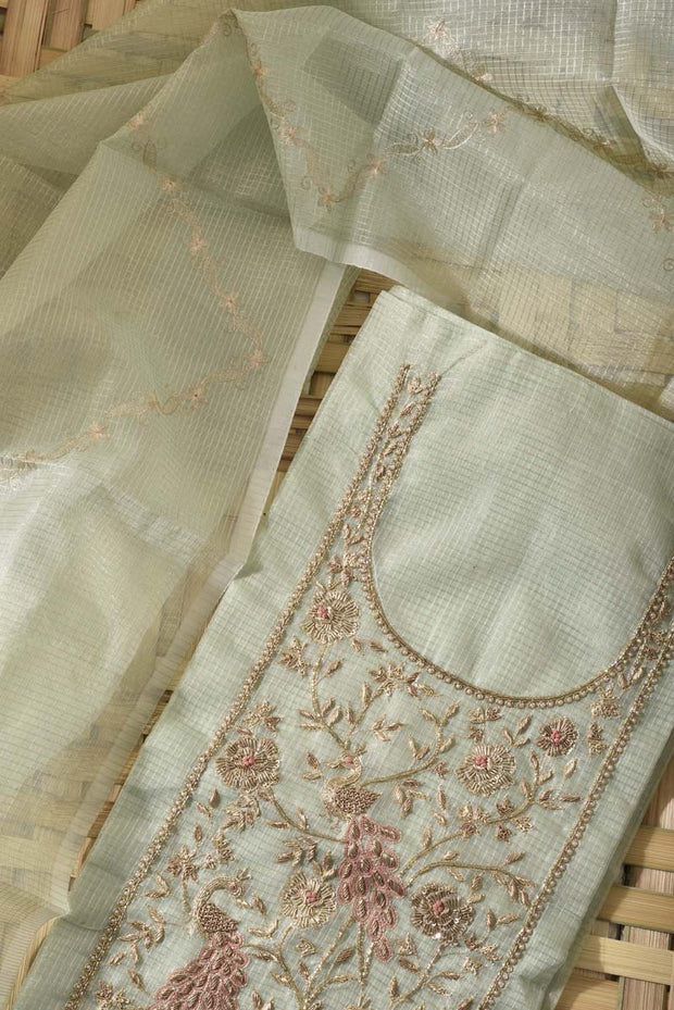 Light Green Tissue Kota Dress Material