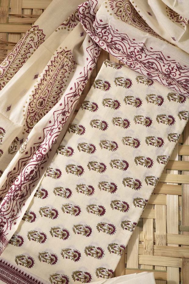 Cream Cotton Dress Material