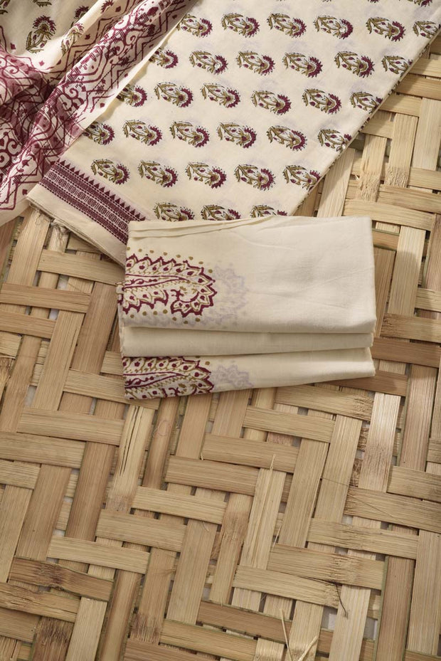 Cream Cotton Dress Material