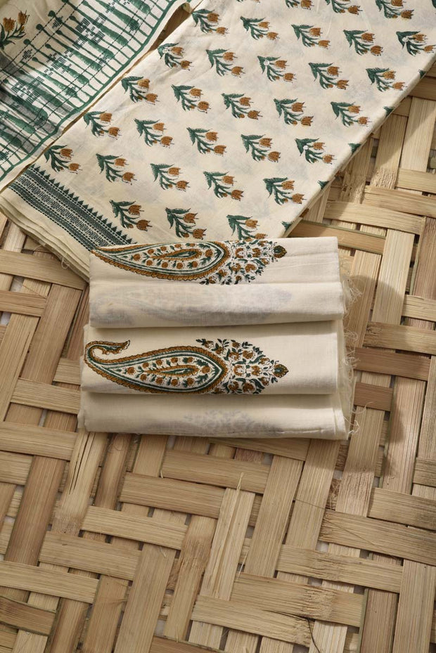 Cream Cotton Dress Material