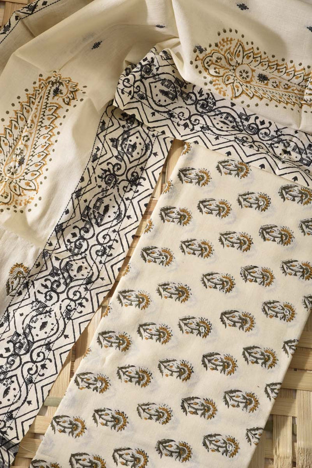 Cream Cotton Dress Material